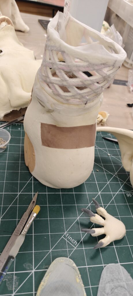 bts of swampy the skin is cut and and divided and sections made with squahs and stretch areas like the neck here